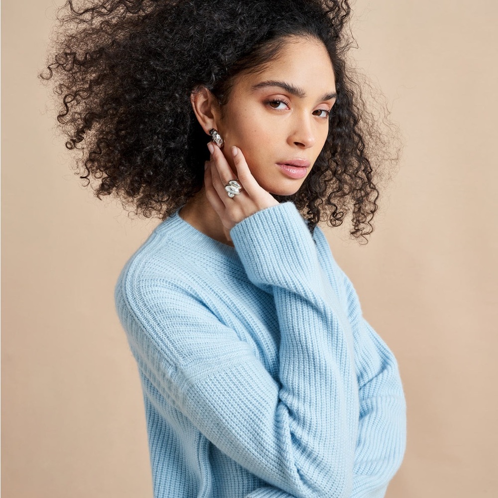 La Ligne Mini Toujours Crewneck Cashmere Sweater | Blue | XS
